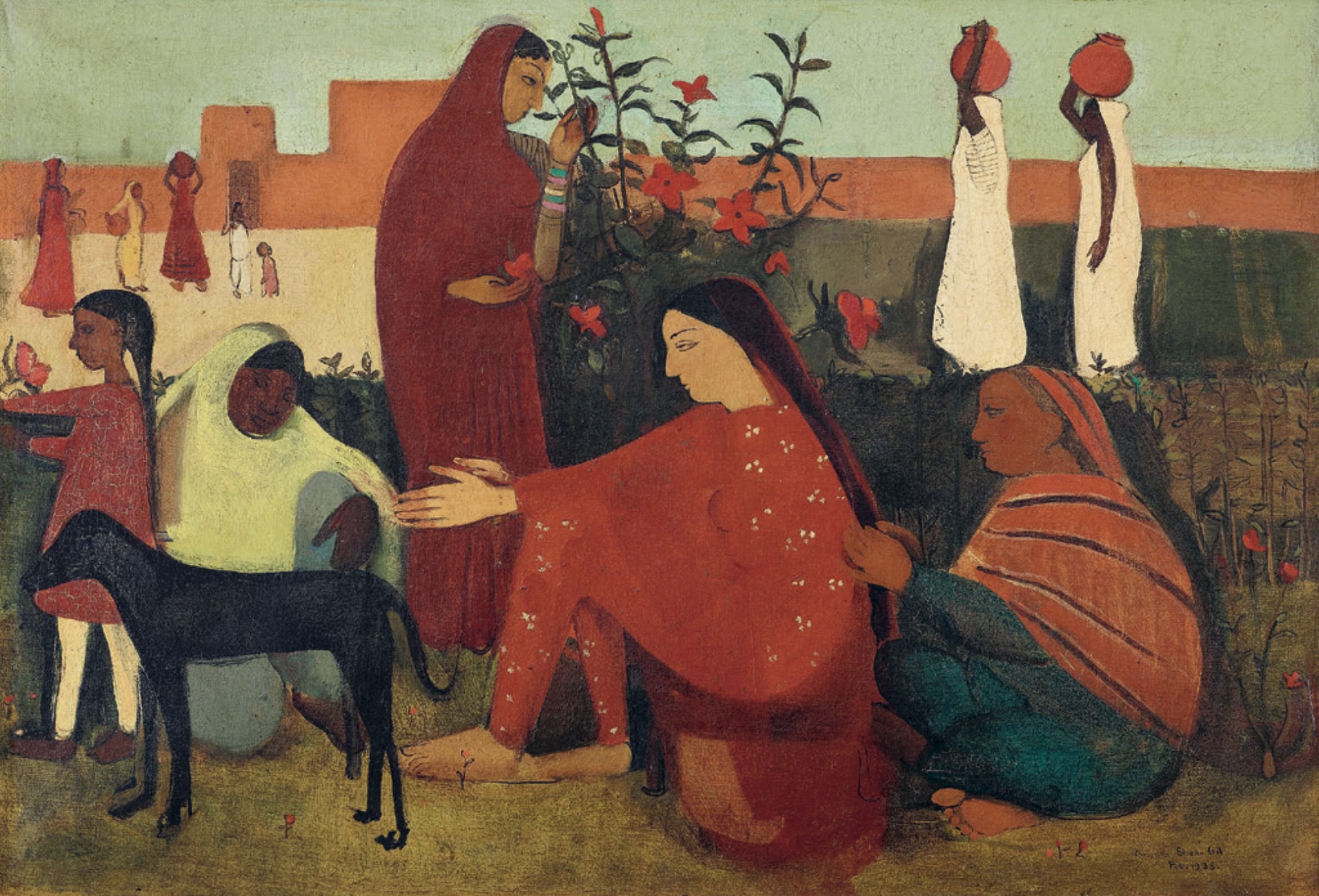 Amrita Sher-Gil: In the Ladies’ Enclosure (A hölgyek udvarában), 1938, olaj, vászon, 54,61 × 80,01 cm, © Saffronart